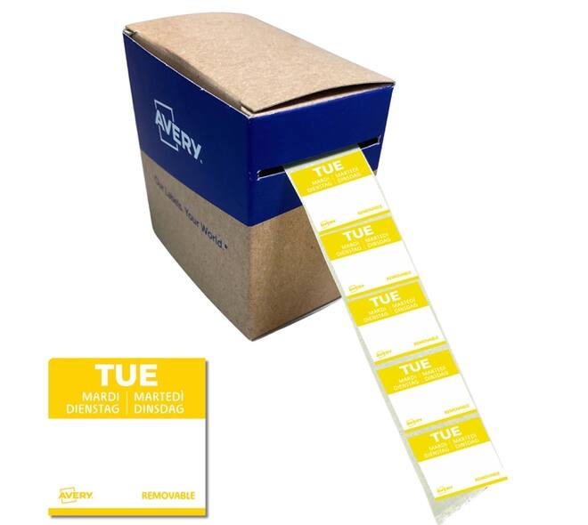 Etiket Avery HACCP dinsdag-geel 25x25mm 1000 stuks