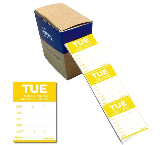 Etiket Avery HACCP dinsdag-geel 40x56mm 500 stuks