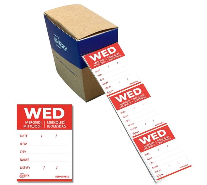 Etiket Avery HACCP woensdag-rood 40x56mm 500 stuks