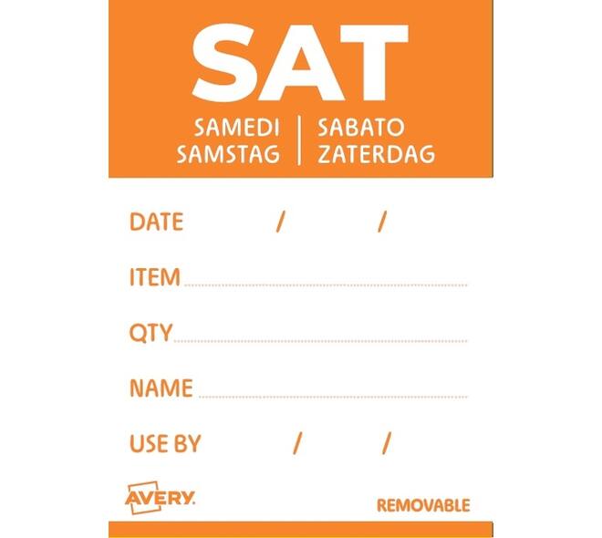 Etiket Avery HACCP zaterdag-oranje 40x56mm 500 stuks