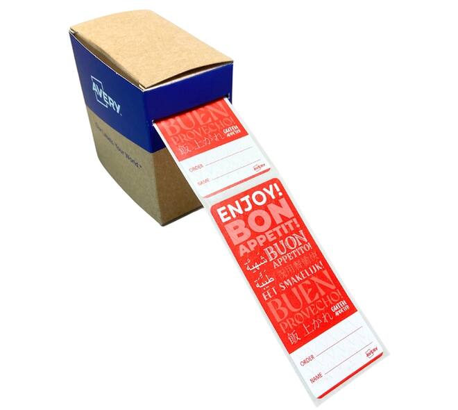 Etiket Avery sluitzegel/breukindicatie rood 40x95mm 250 stuks