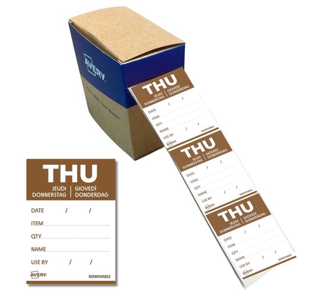 Etiket Avery HACCP donderdag-bruin 40x56mm 500 stuks