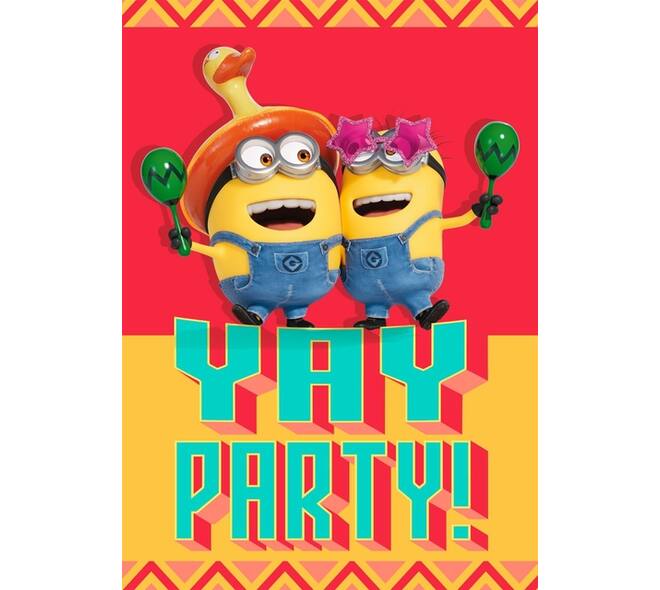 Wenskaart Hallmark uitnodiging Minions pak à 6 stuks