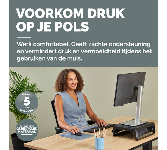 Muismat met polssteun Fellowes Breyta XL blauw