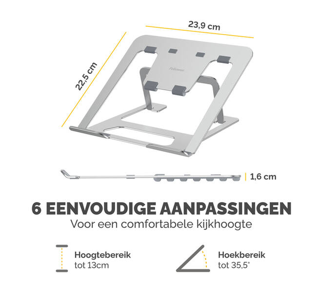 Laptopstandaard Fellowes Alumia zilver