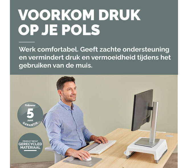 Muismat met polssteun Fellowes Breyta XL grijs