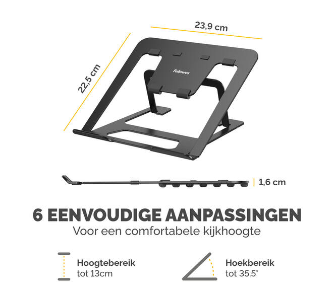 Laptopstandaard Fellowes Alumia zwart