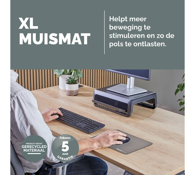 Muismat Fellowes Breyta XL grijs