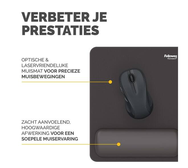 Muismat met polssteun Fellowes Breyta zwart