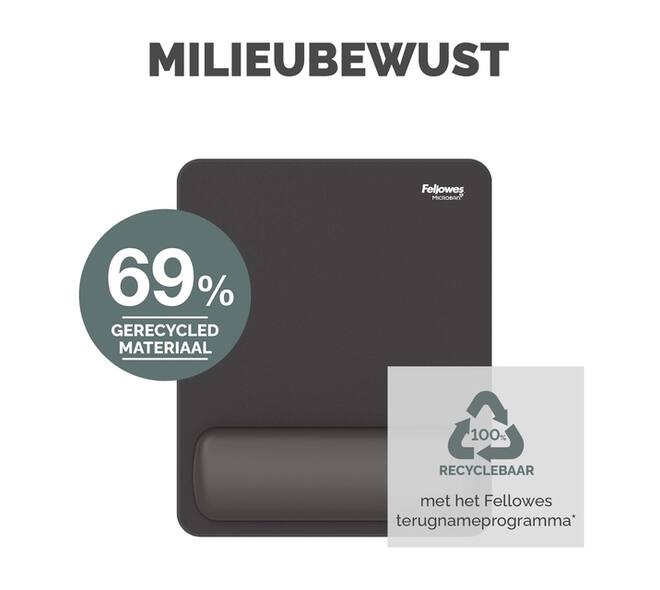 Muismat met polssteun Fellowes Breyta zwart