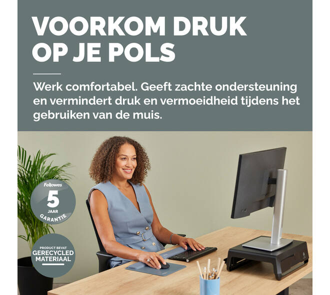 Muismat met polssteun Fellowes Breyta blauw