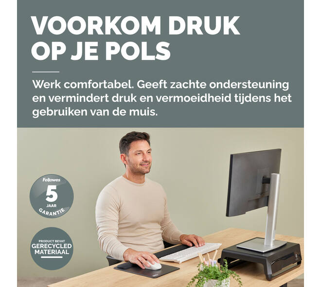 Muismat met polssteun Fellowes Breyta XL zwart
