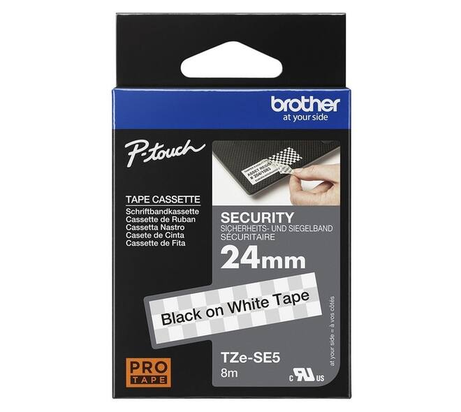 Labeltape Brother P-touch TZe-SE5 veiligheidstape 24mm zwart op wit