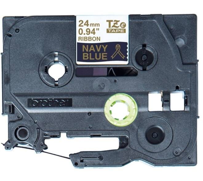 Labeltape Brother P-touch TZe-RN54 24mm goud op marineblauw