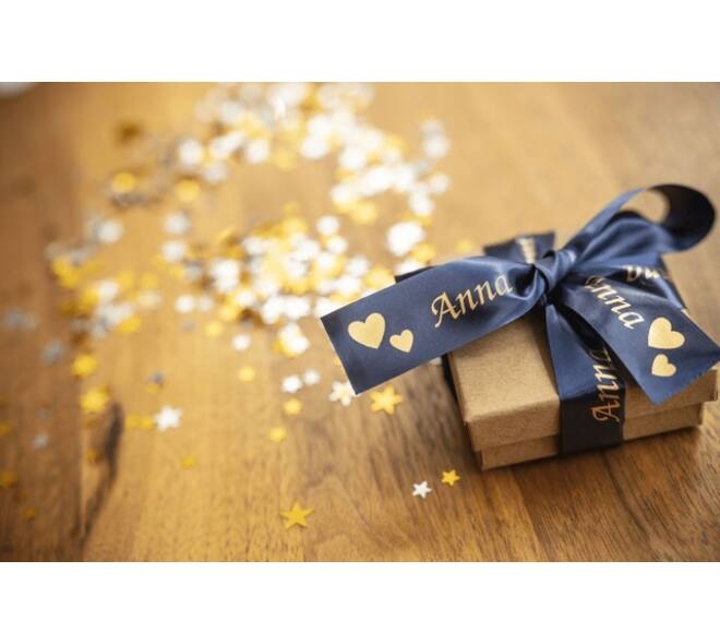 Labeltape Brother P-touch TZe-RN54 24mm goud op marineblauw