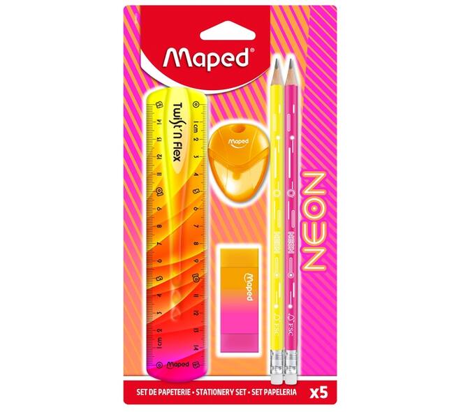 Tekenset Maped Neon set à 5 delen assorti