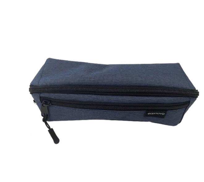 Pennenetui Econovo met 2 ritsluitingen blauw