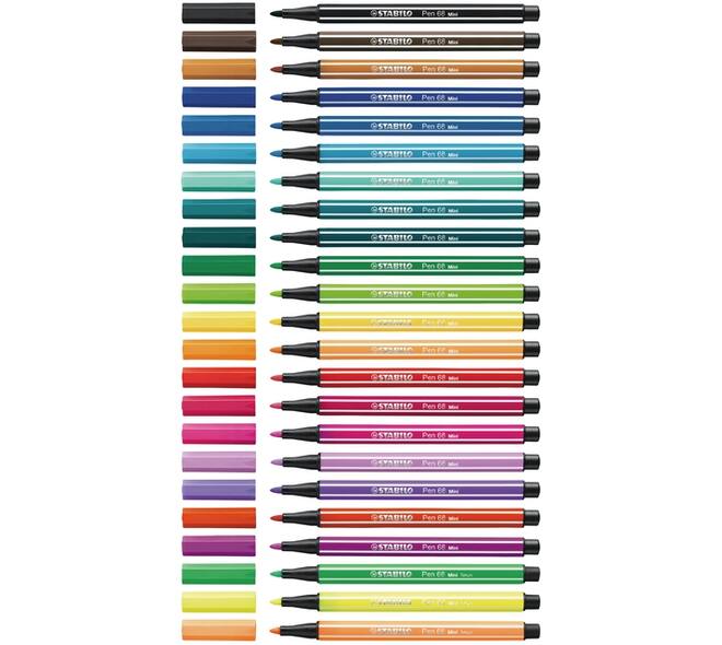 Viltstift STABILO Pen 68 Animal Vibes mini medium assorti 8 stuks