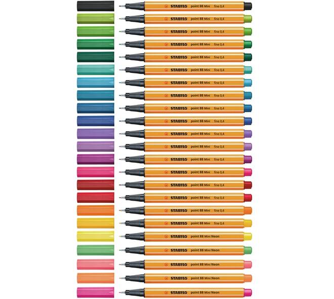 Fineliner STABILO point 88 Animal Vibes mini fijn assorti 8 stuks