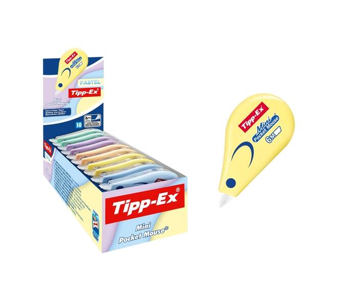 Correctietape Tipp-Ex mini pocket mouse 5mmx5m pastel assorti