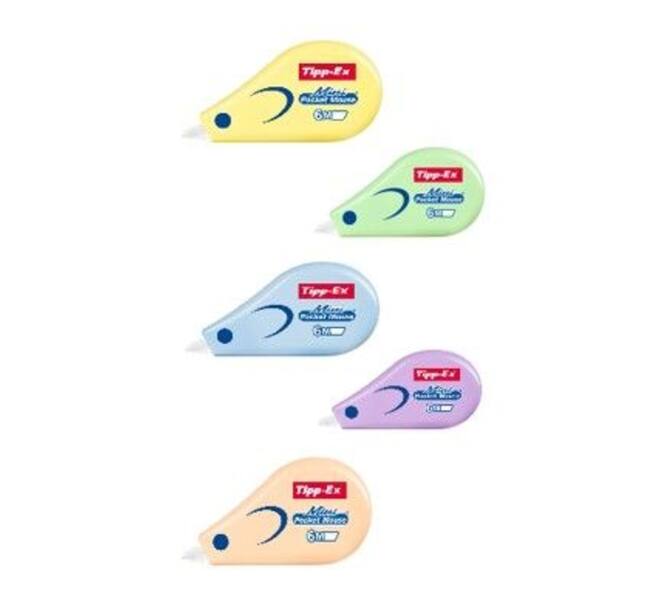 Correctietape Tipp-Ex mini pocket mouse 5mmx6m pastel assorti