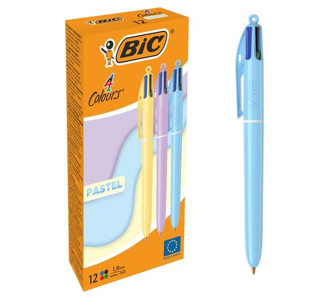 4-Kleuren balpen Bic medium pastel assorti