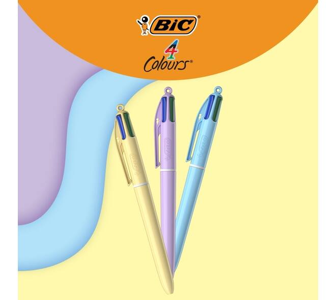 4-Kleuren balpen Bic medium pastel assorti