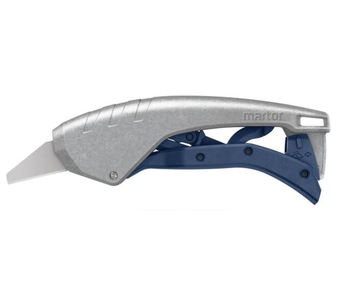 Veiligheidsmes Martor Secunorm 610 XDR trapezium 32mm met holster zilver