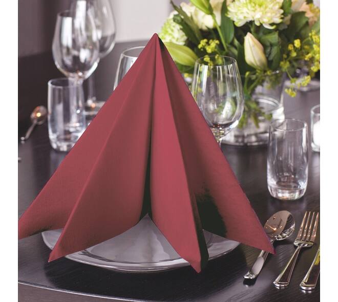 Dinerservet Tork Linstyle Premium 1/4 vouw 1-laags 390x390mm 50 vel bordeaux 478885