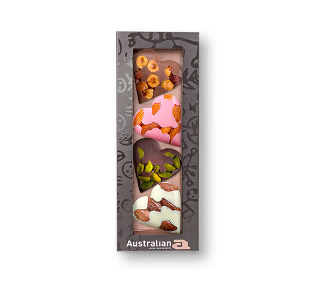 Chocolade Australian hartjes doos 4 stuks