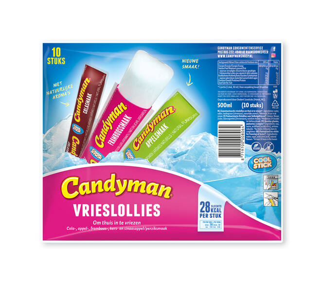 Vrieslolly Candyman 50 milliliter zak 10 stuks
