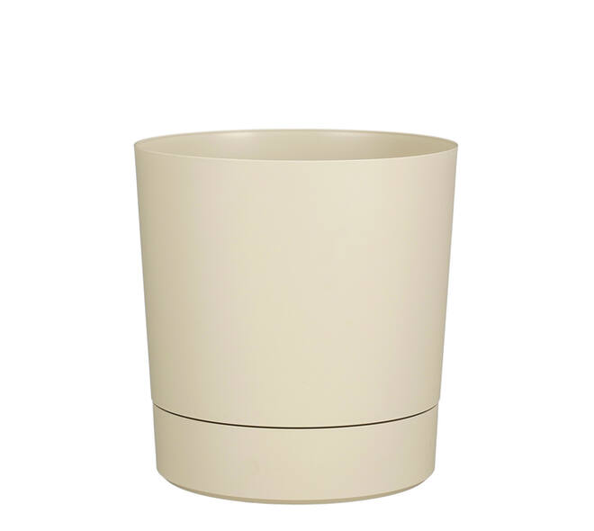 Plantenpot Mica Coco met schotel rond hoogte 23,5 Ø22,5 cm beige