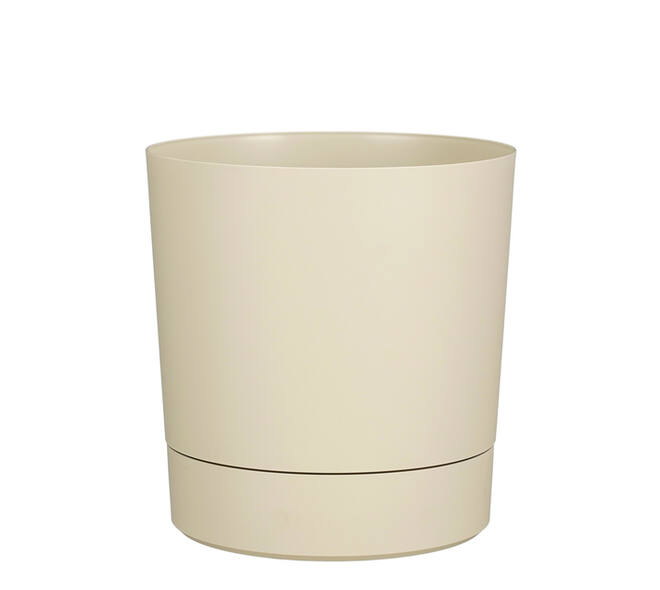 Plantenpot Mica Coco met schotel rond hoogte 29,5 Ø28 cm beige