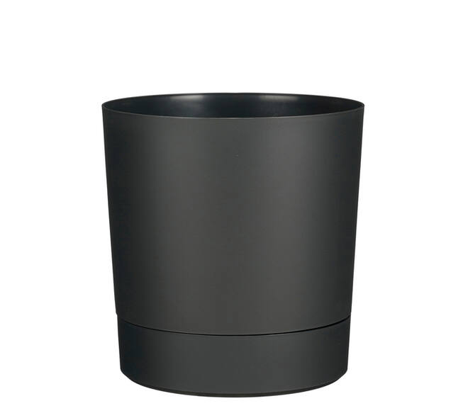 Plantenpot Mica Coco met schotel rond hoogte 29,5 Ø28 cm antraciet