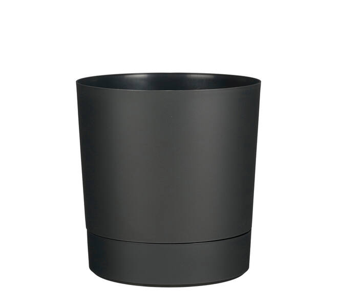 Plantenpot Mica Coco met schotel rond hoogte 23,5 Ø22,5 cm antraciet