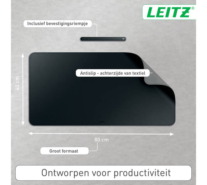 Bureau-onderlegger Leitz 80x40cm oprolbaar zwart