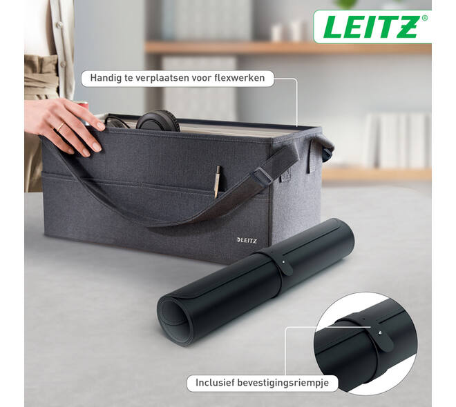 Bureau-onderlegger Leitz 80x40cm oprolbaar zwart