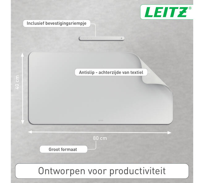Bureau-onderlegger Leitz 80x40cm oprolbaar grijs