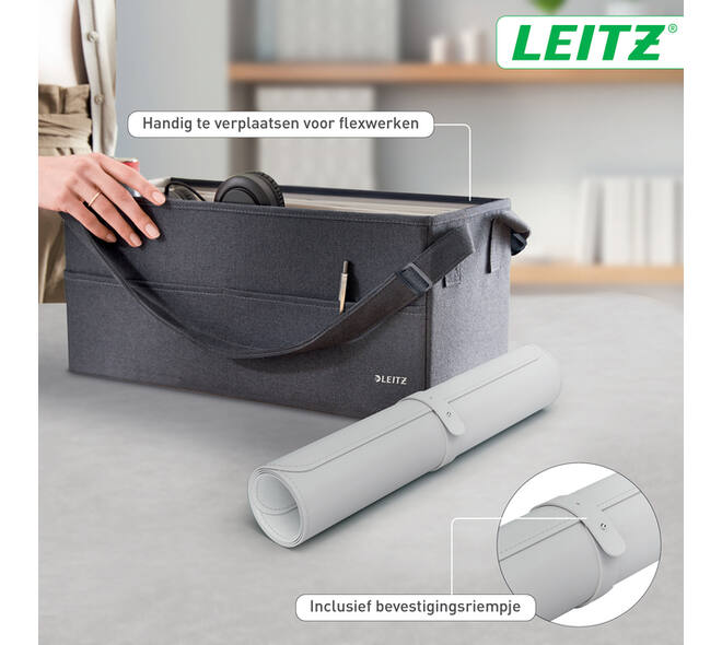 Bureau-onderlegger Leitz 80x40cm oprolbaar grijs
