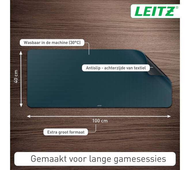 Bureau-onderlegger Leitz 100x40cm oprolbaar donkergrijs
