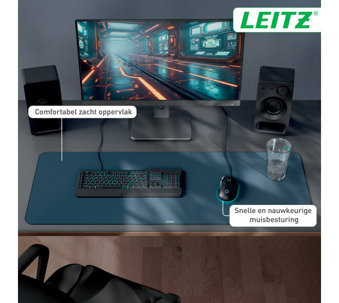 Bureau-onderlegger Leitz 100x40cm oprolbaar donkergrijs