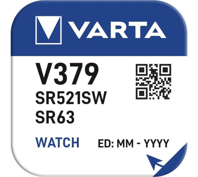 Batterij VARTA knoopcel 1x V379/SR63 zilver