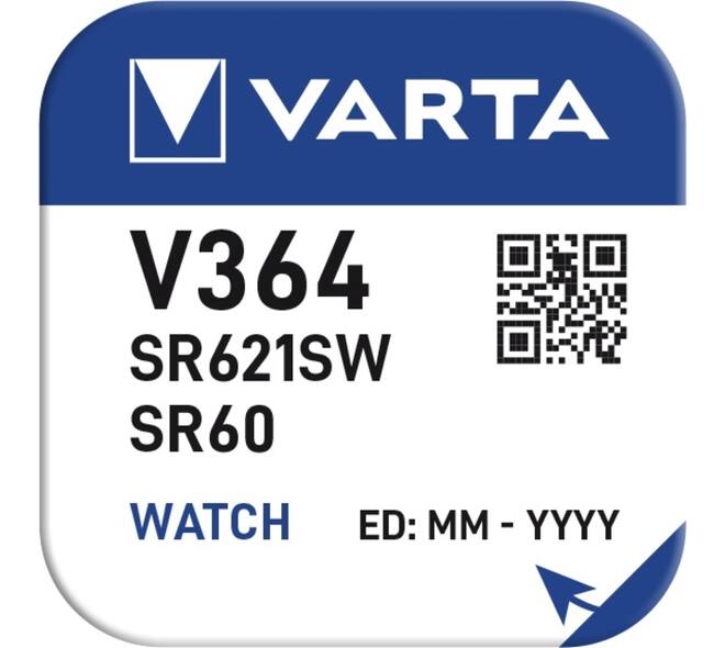 Batterij VARTA knoopcel 1x V364/SR60 zilver