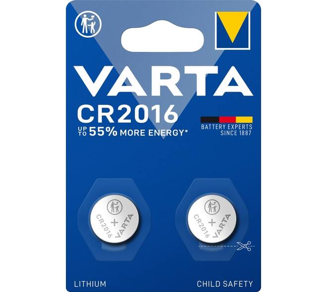 Batterij VARTA knoopcel 2x CR2016 lithium