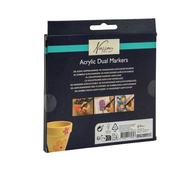 Acrylmarker Nassau Dual tip set à 12 kleuren