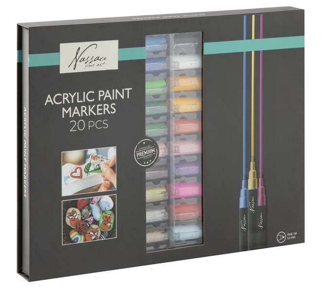 Acrylmarker Nassau set à 20 kleuren