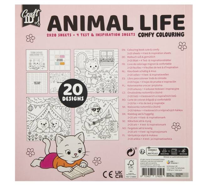 Kleurboek Craft ID Cute & Comfy 20c20cm 4 stuks assorti