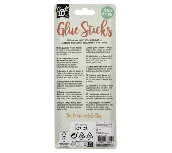 Lijmpatroon Craft ID 15x1,1cm 10 stuks transparant
