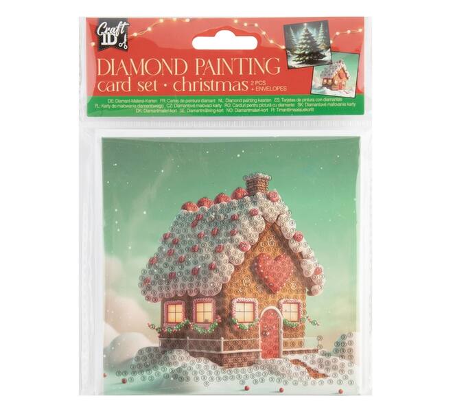 Diamondpaintingkaarten Craft ID Kerst 13x13cm 2 stuks assorti
