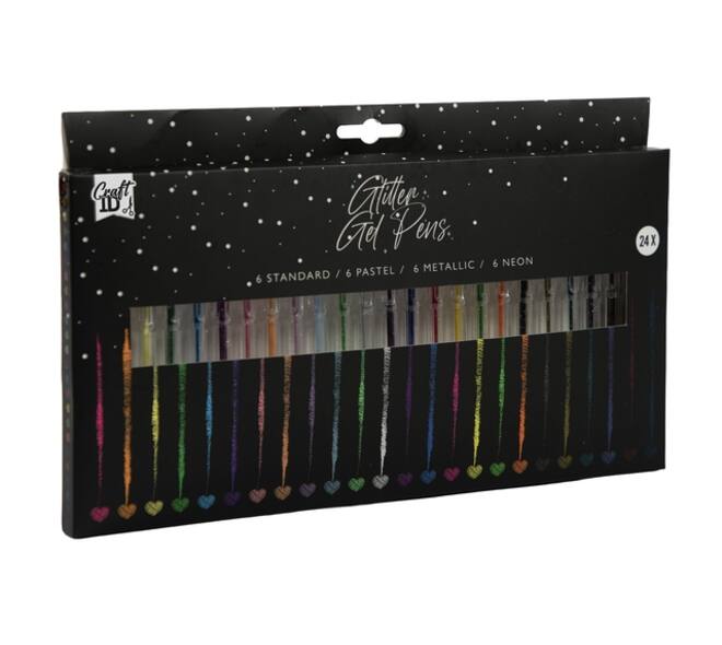 Gelpennen Craft ID glitter set à 24 kleuren